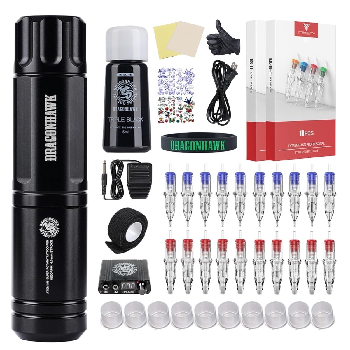 Dragonhawk Atom M1 Rotary Tattoo Pen Machine Kit