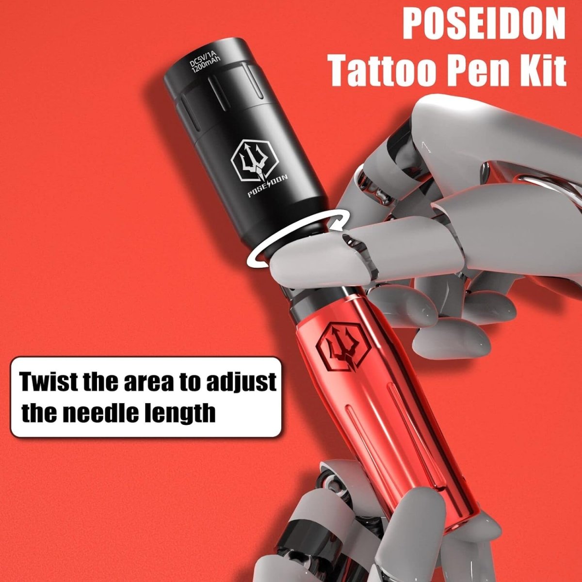 Poseidon Wireless Tattoo Pen Machine Kit PTK21