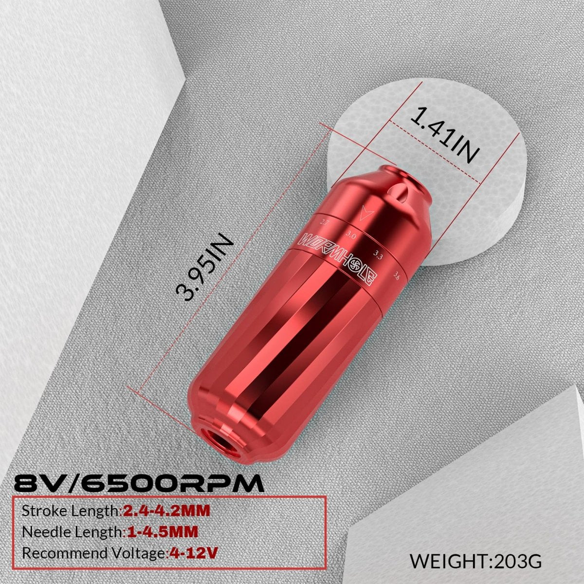 Wormhole Wireless Tattoo Pen Machine Kit Red - WTK241