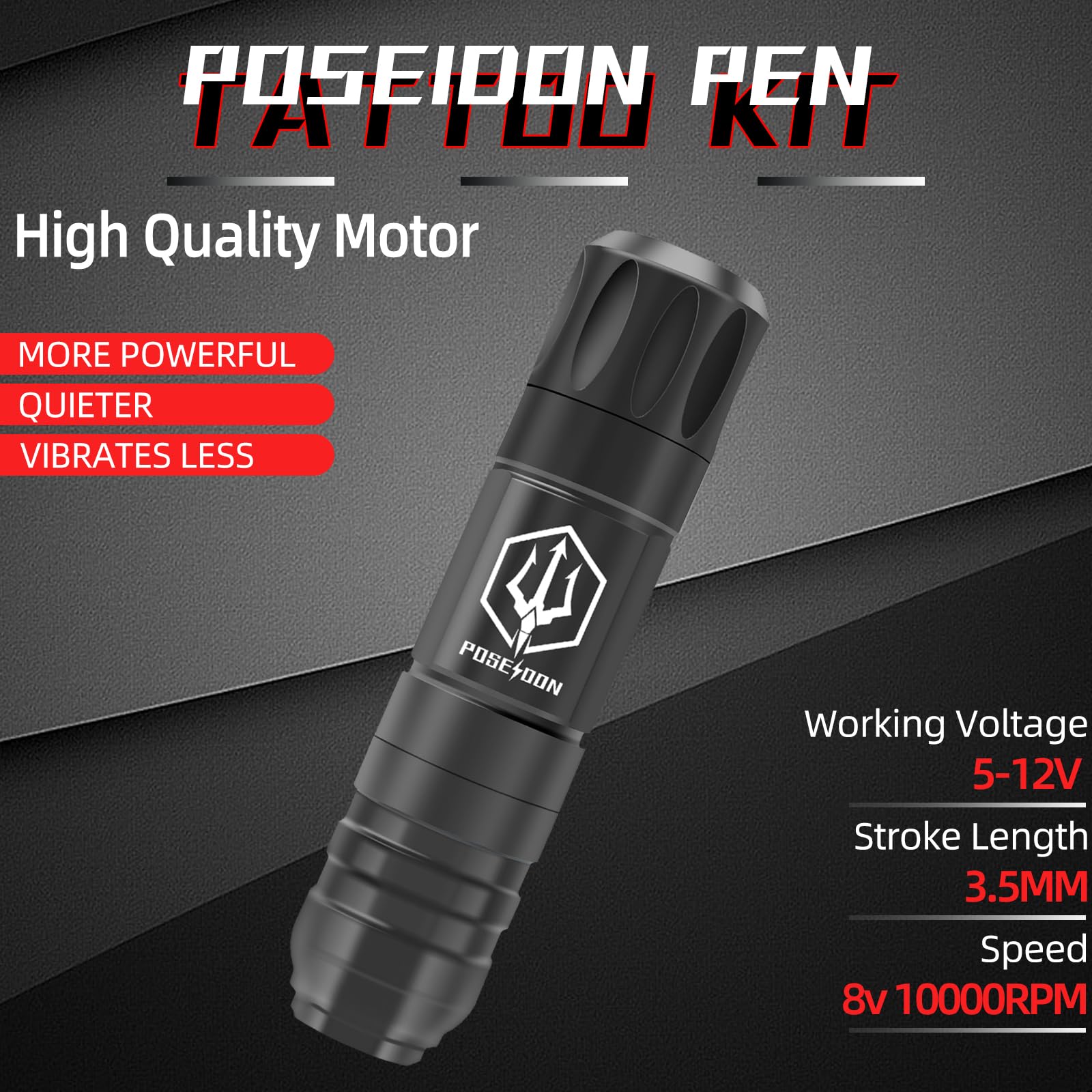 Poseidon Wireless Tattoo Pen Machine Kit with 2pcs Wireless Tattoo Battery TK035