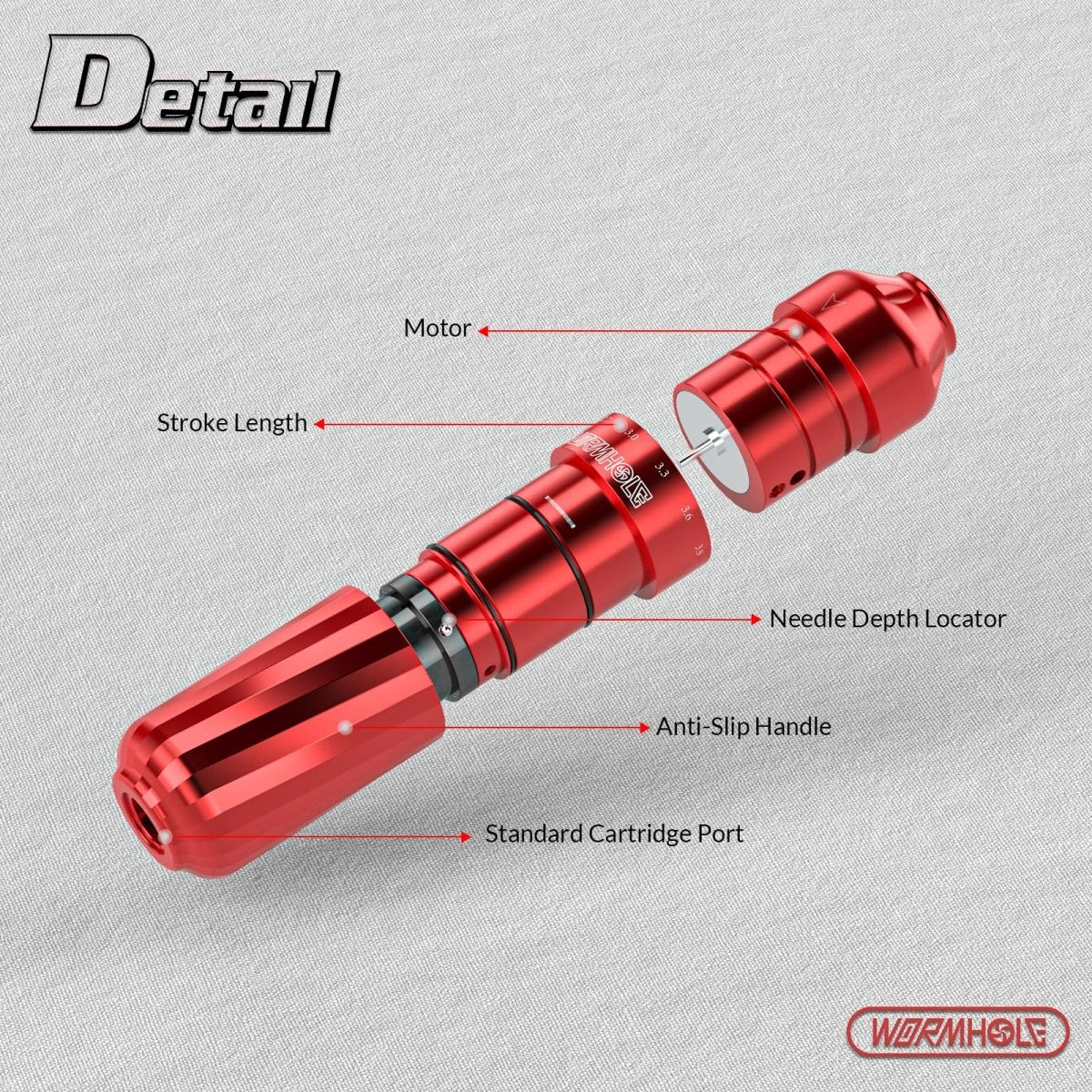 Wormhole Wireless Tattoo Pen Machine Kit Red - WTK241