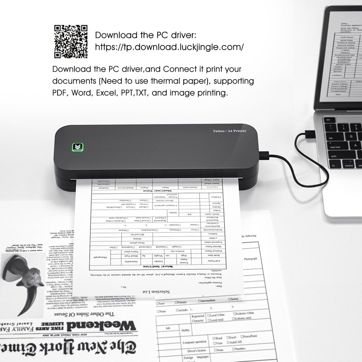 Biomaser Wireless Tattoo Stencil Printer with 10pcs Transfer Paper - Tattoo Unleashed