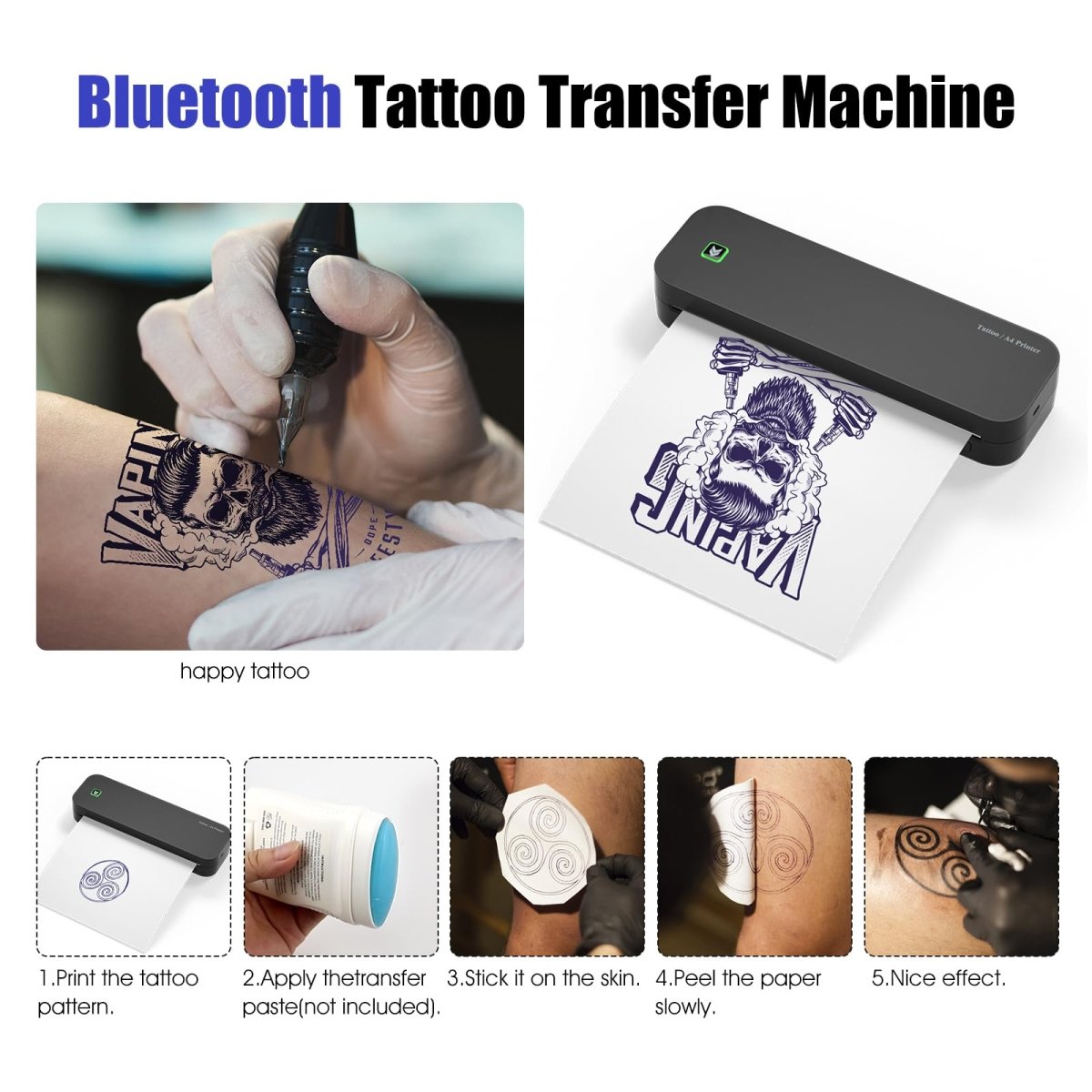 Biomaser Wireless Tattoo Stencil Printer with 10pcs Transfer Paper - Tattoo Unleashed