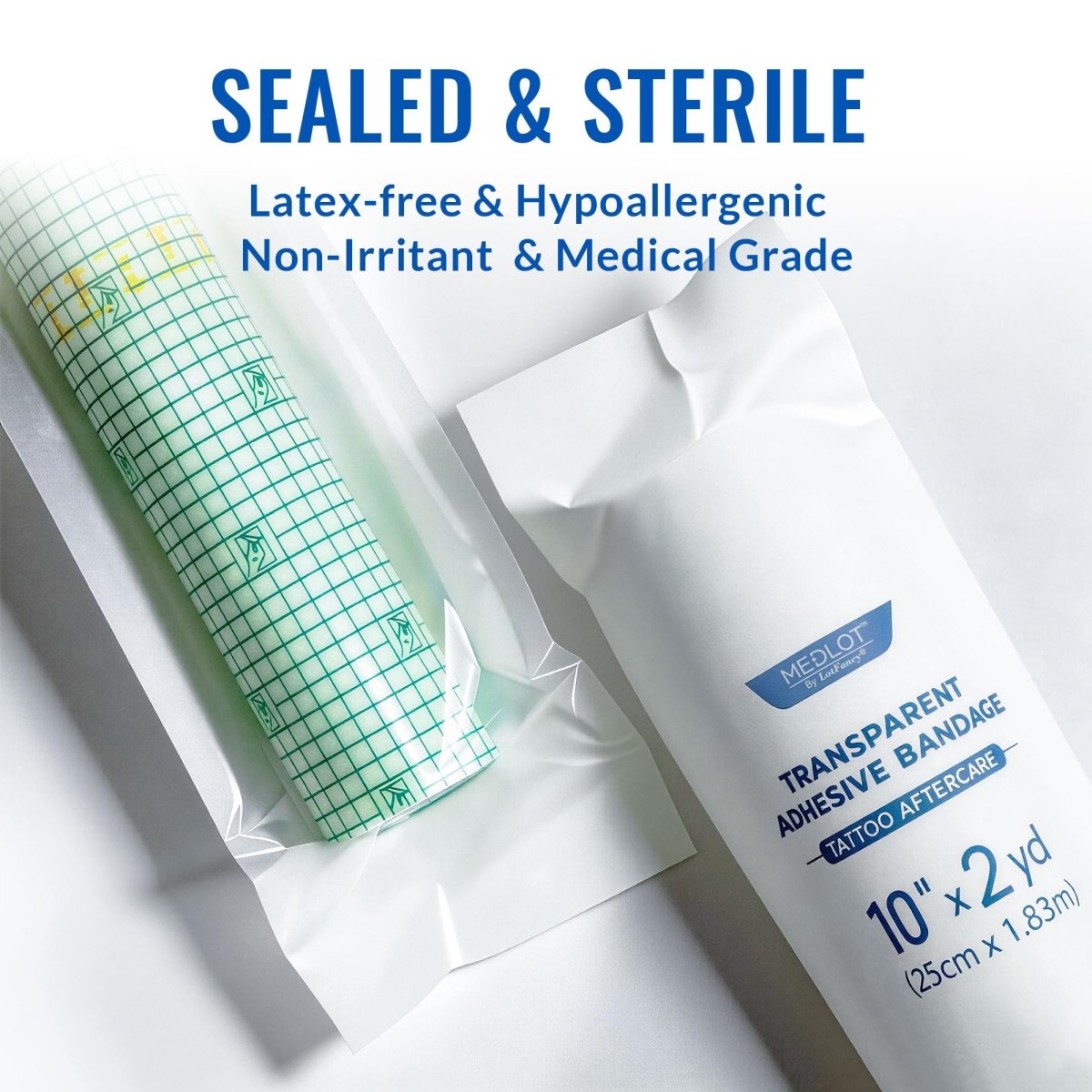 Medlot Tattoo Aftercare Bandage, 10in x 2yd Roll - Waterproof Tattoo Wrap Protection Film - Tattoo Unleashed