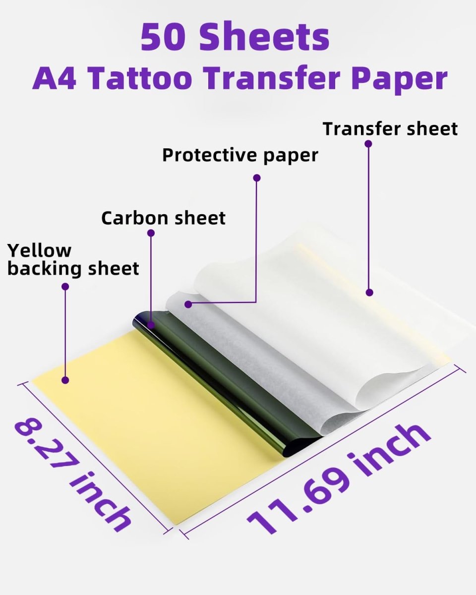 Phomemo 50 Sheets A4 Tattoo Transfer Paper - Compatible with TP83, M08F, TP87 - Tattoo Unleashed
