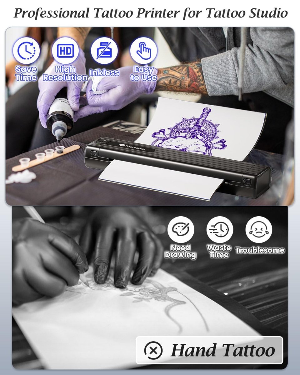 Phomemo 50 Sheets A4 Tattoo Transfer Paper - Compatible with TP83, M08F, TP87 - Tattoo Unleashed