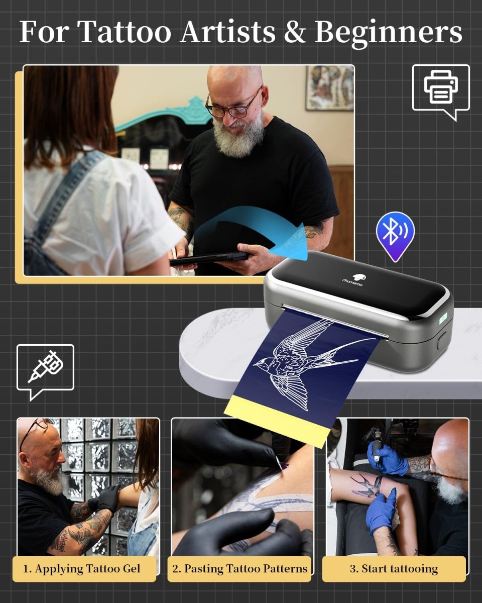 Phomemo Tattoo Transfer Paper – 100 Sheets for TP31 Mini Stencil Printer - Tattoo Unleashed