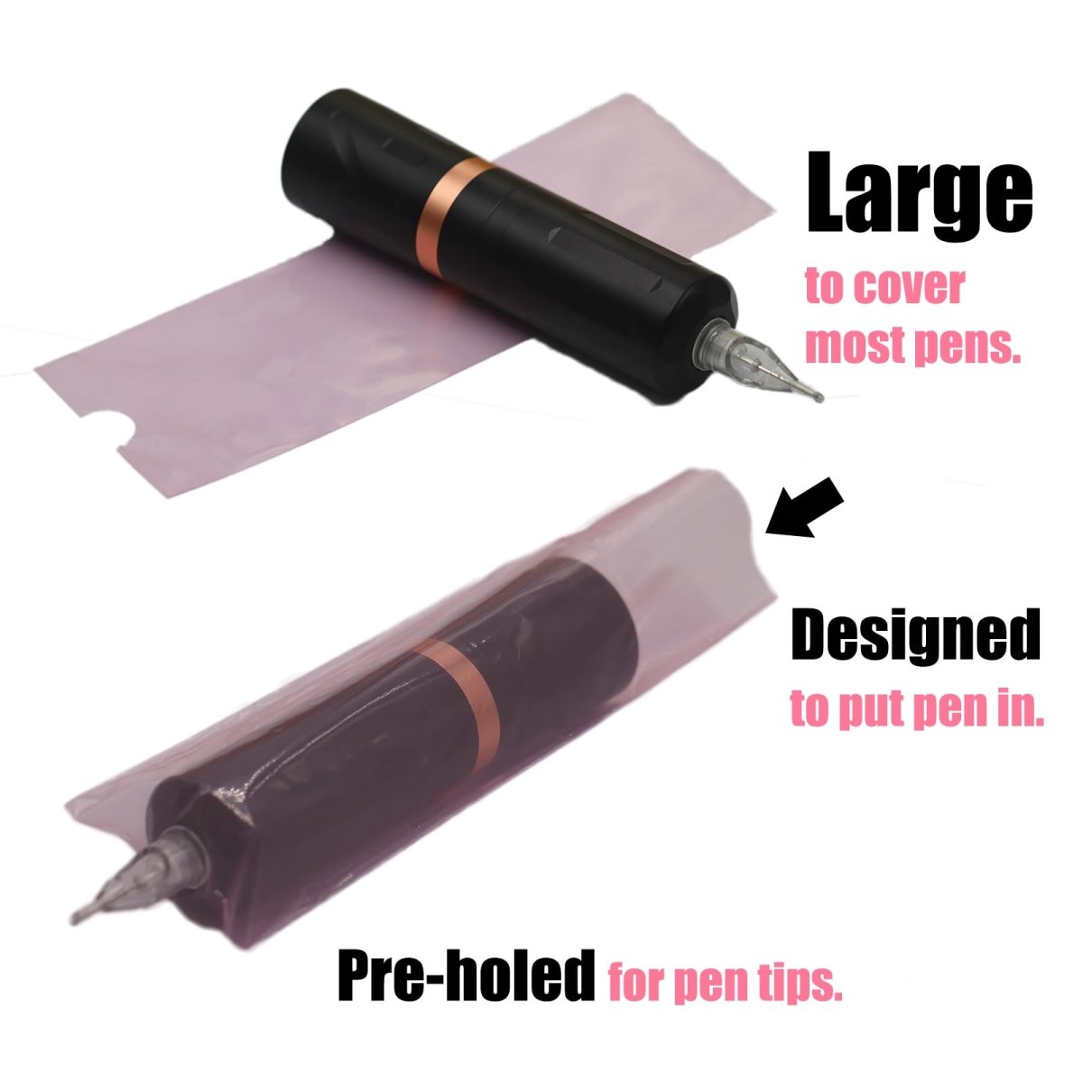 Pink Tattoo Pen Covers by Muxia - 200pcs - Tattoo Unleashed