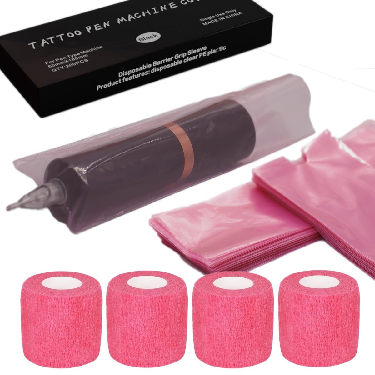 Pink Tattoo Pen Covers by Muxia - 200pcs - Tattoo Unleashed