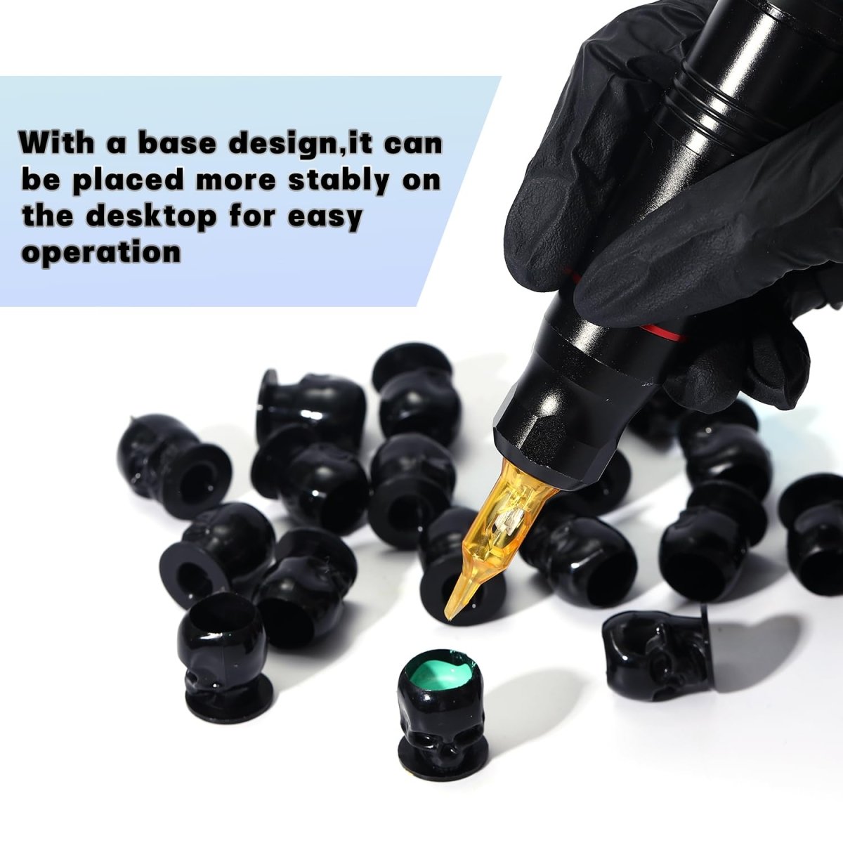 Skull Tattoo Ink Cups Plastic - Black 50pcs - Tattoo Unleashed