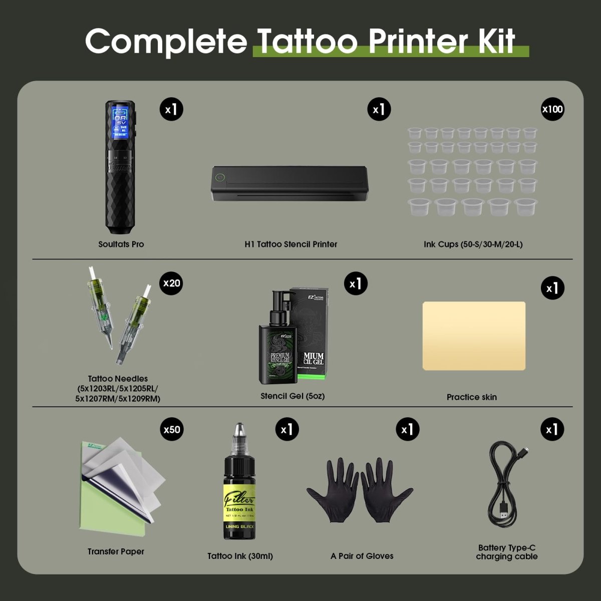 Soultats Tattoo Pen Machine Printer Kit - Tattoo Unleashed