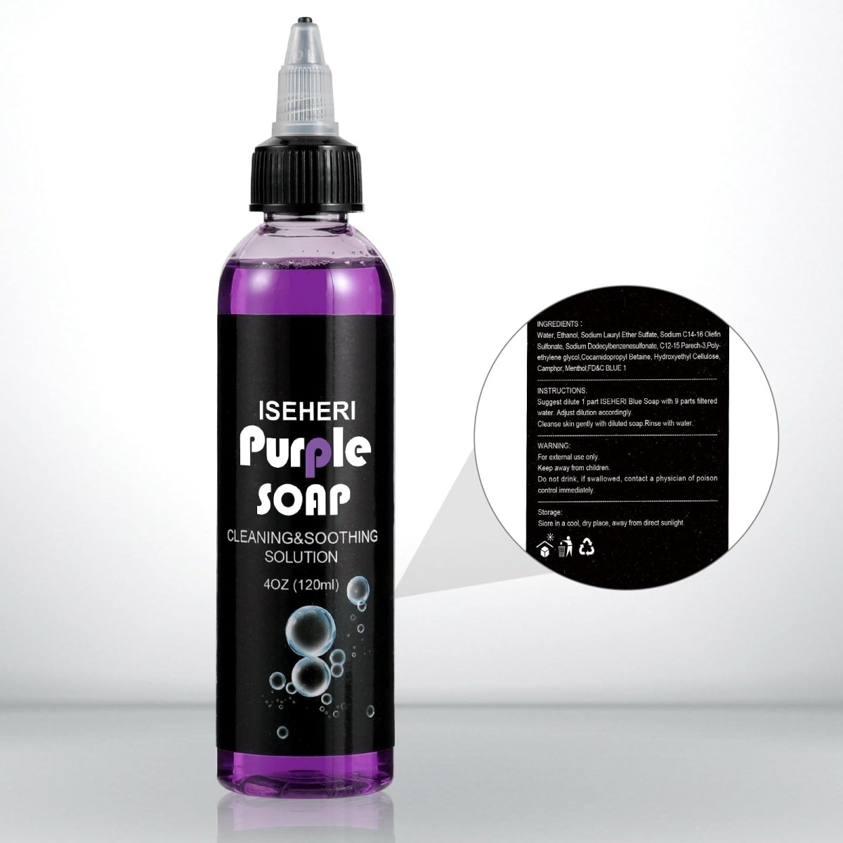 Ultra Concentrated Purple Tattoo Soap by Iseheri - 4oz with Foaming Bottle - Tattoo Unleashed