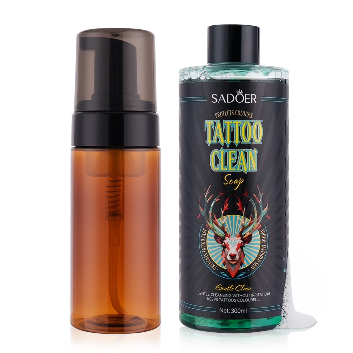 Ultra - Concentrated Tattoo Green Soap by Vraiko - 10oz with Foaming Bottle 120ml - Tattoo Unleashed