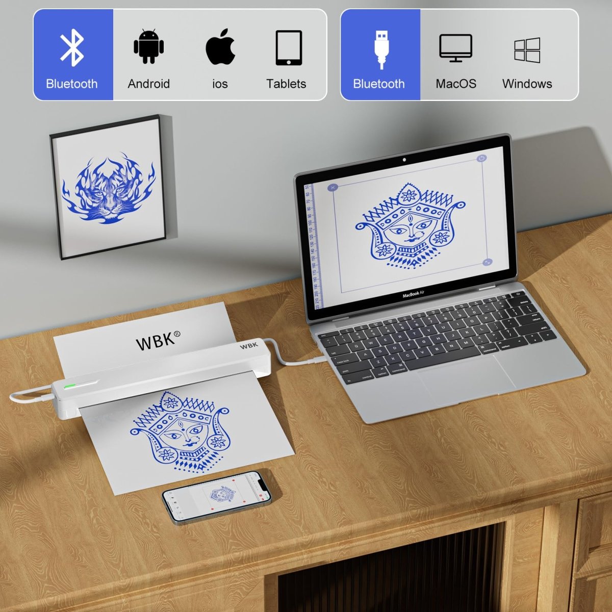 WBK Wireless Tattoo Stencil Printer with 10pcs Transfer Paper - Tattoo Unleashed