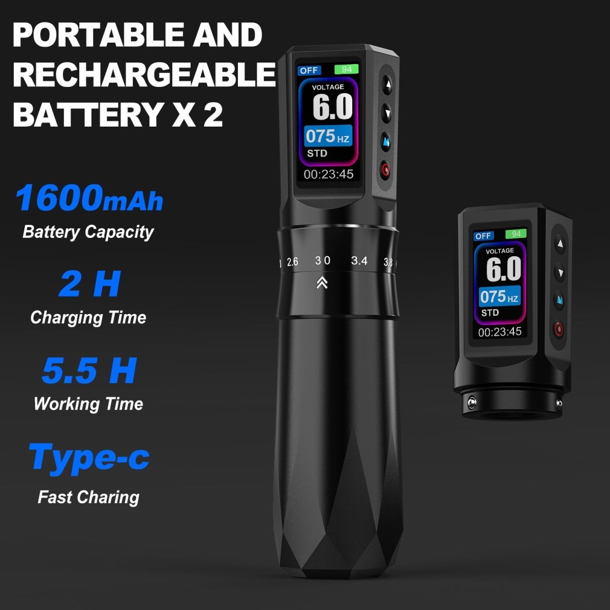 Wireless Tattoo Pen Kit 2 Batteries EF - TKE751A - 1 - Tattoo Unleashed