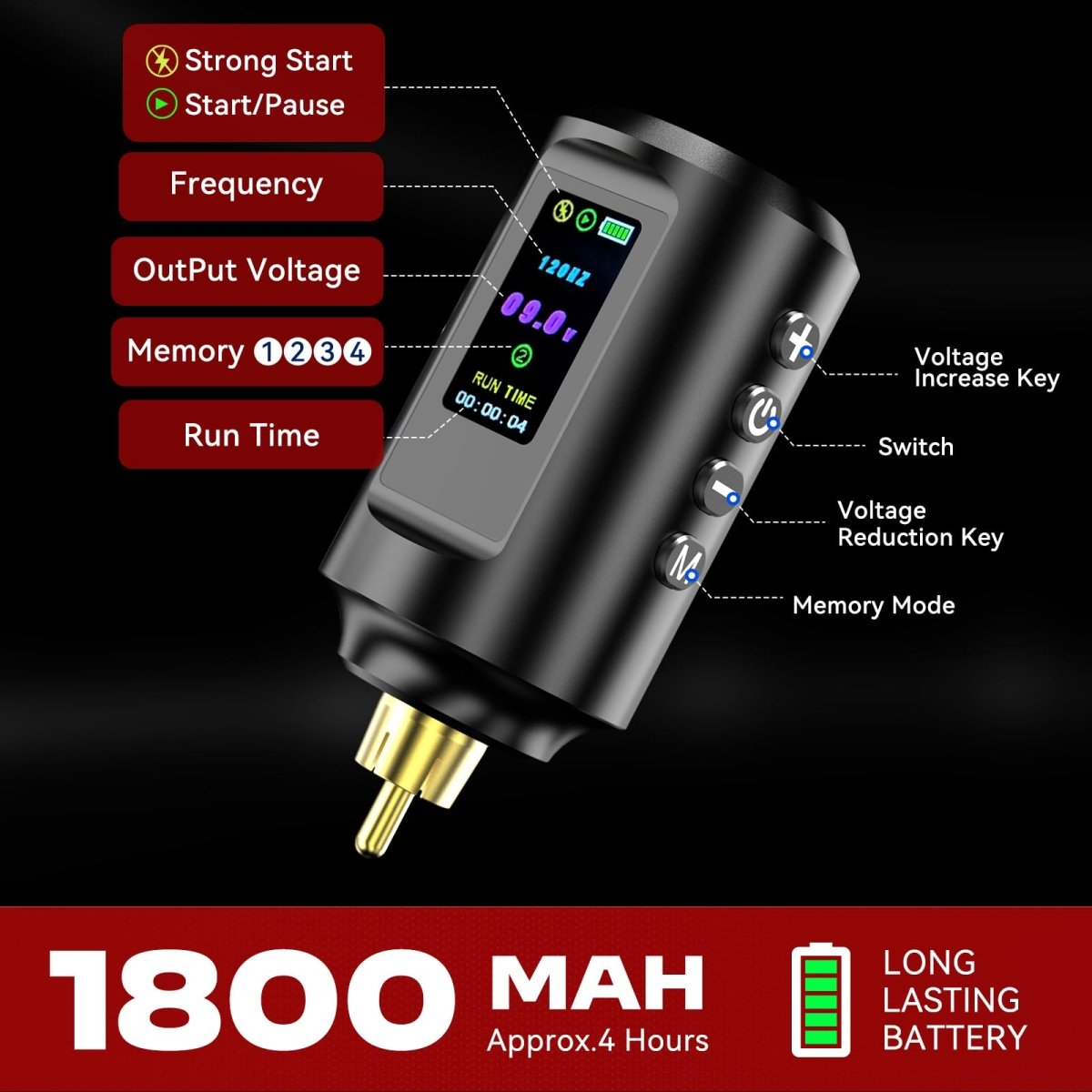 Wireless Tattoo Pen Machine Kit 2 Batteries EF - TKP752A - 2 - Tattoo Unleashed