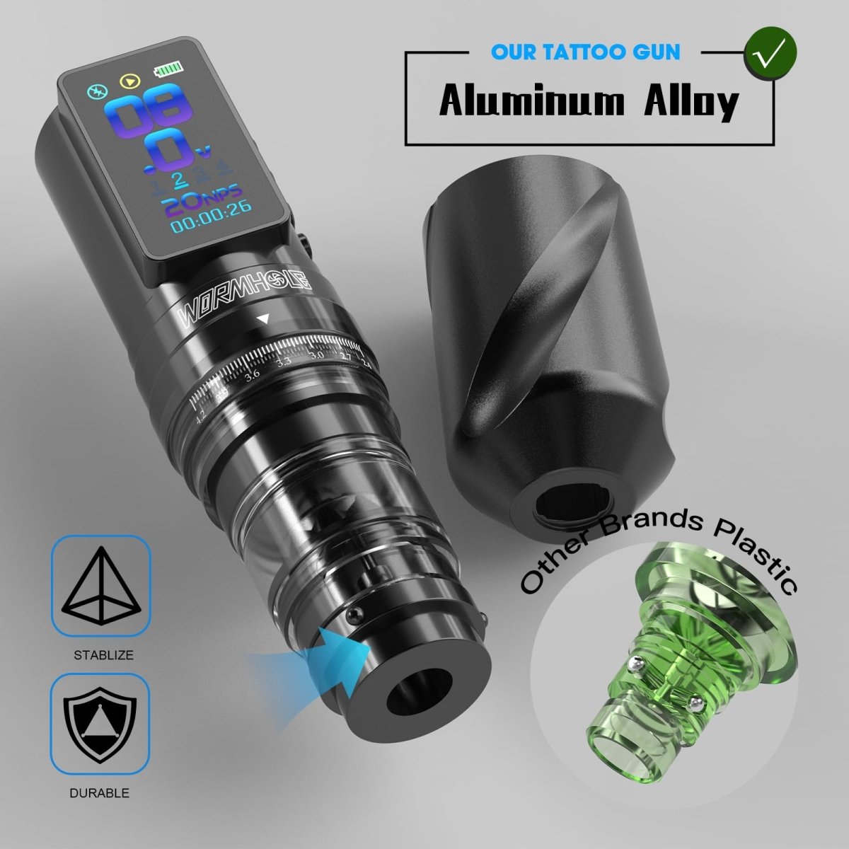 Wormhole Wireless Tattoo Gun Kit 7 - Stroke WTK315 - Tattoo Unleashed