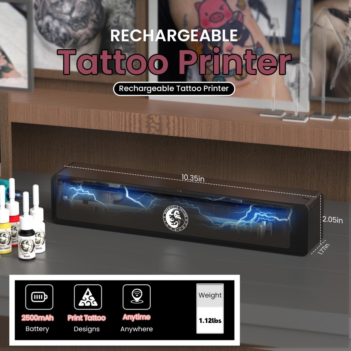 Wormhole Wireless Tattoo Stencil Printer (Dark Grey) - Tattoo Unleashed