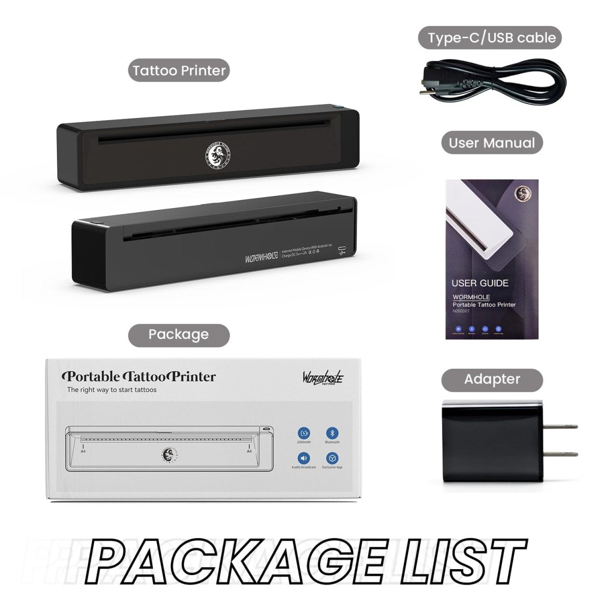 Wormhole Wireless Tattoo Stencil Printer (Dark Grey) - Tattoo Unleashed