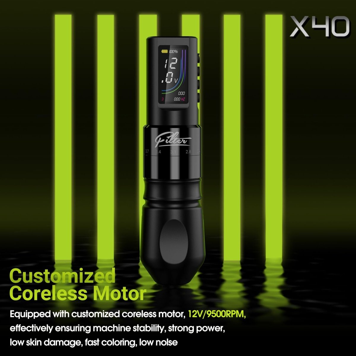 X40 Wireless Tattoo Pen Machine with Extra Battery - Tattoo Unleashed